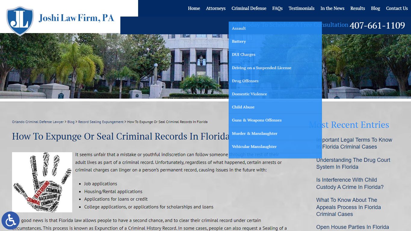 How To Expunge Or Seal Criminal Records In Florida - Joshi Law Firm, PA